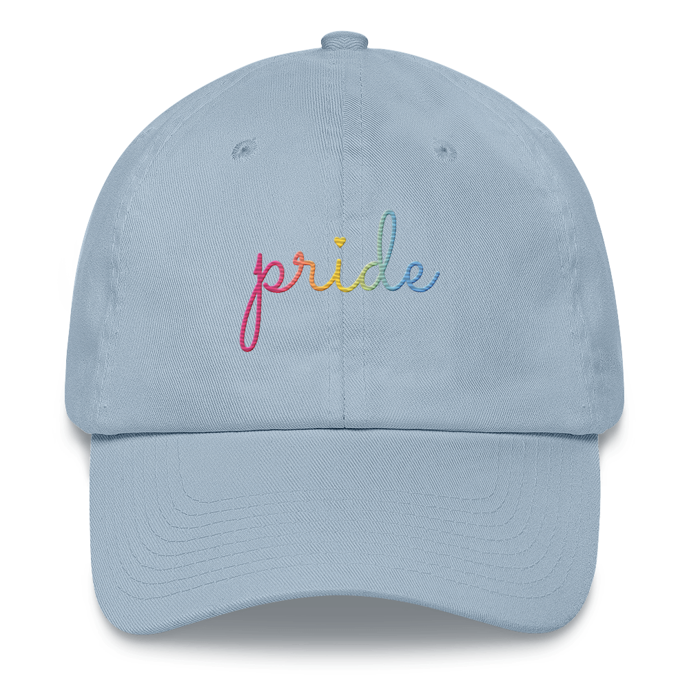 Pansexual Pride Hat: Cursive 'Pride' in Gradient Colors