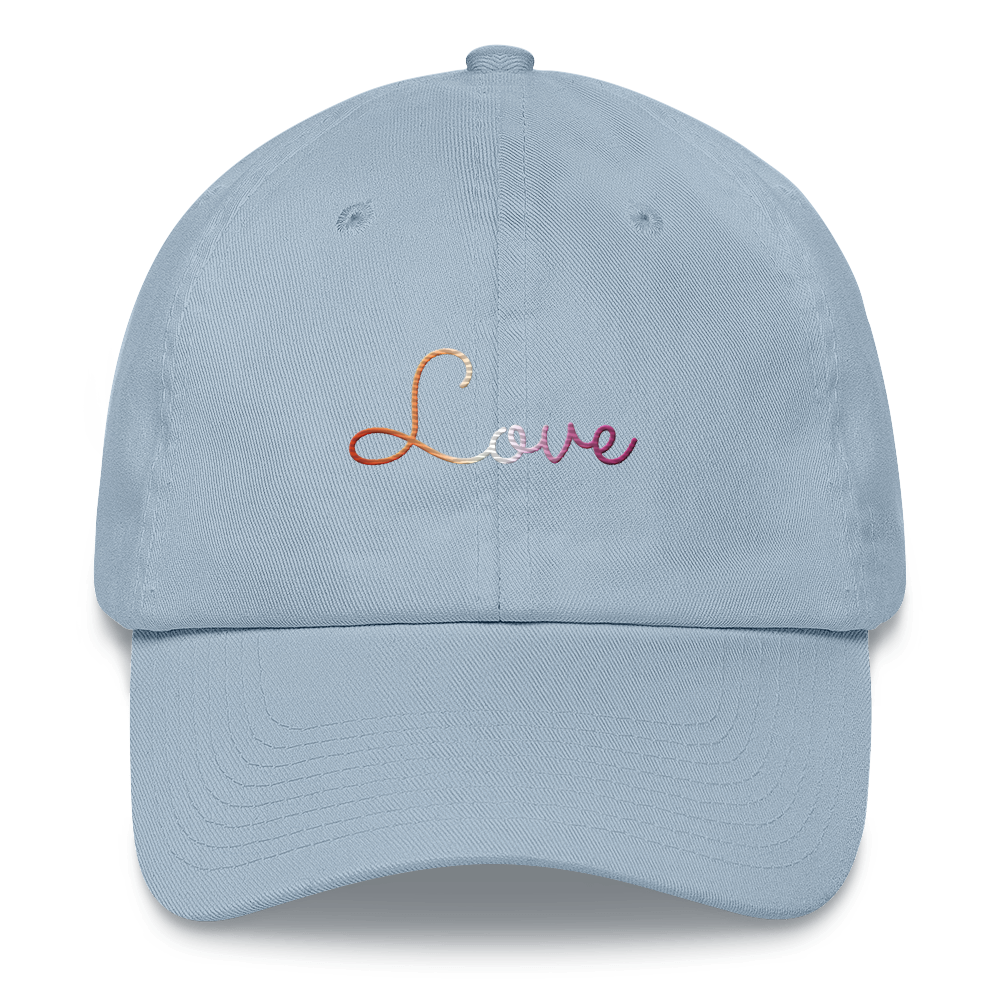 Lesbian Love Script Hat: Elegantly Embroidered Pride Cap