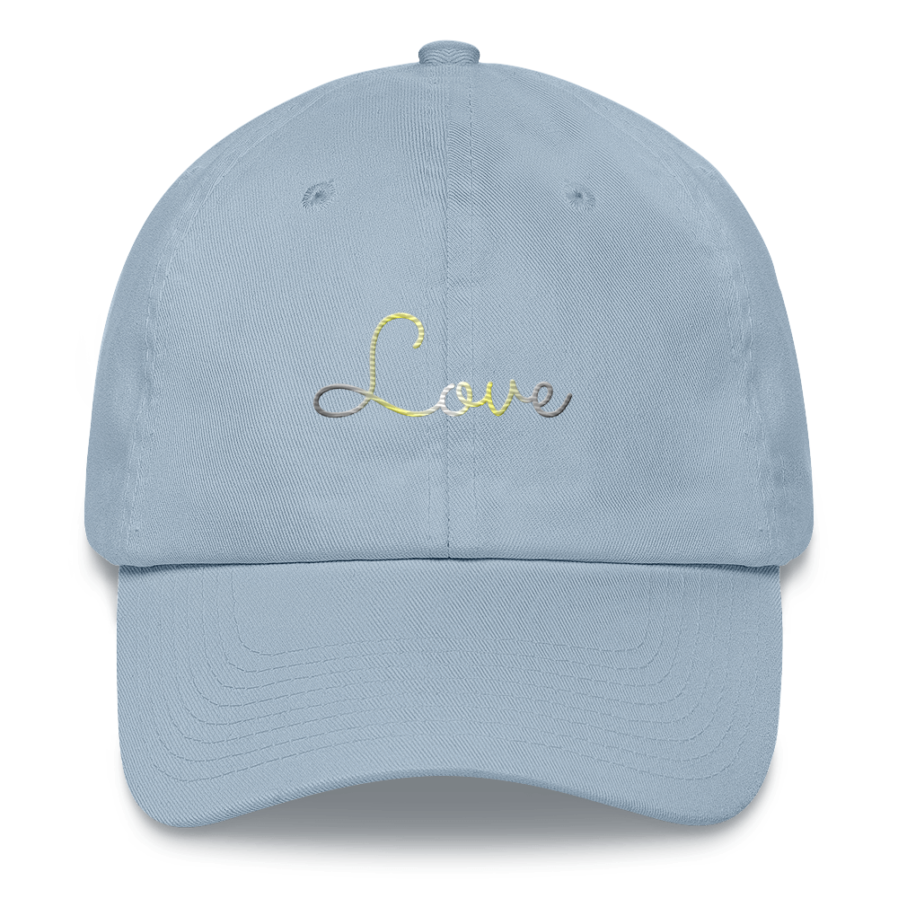 Demigender Love Script Hat: Elegantly Embroidered Pride Cap