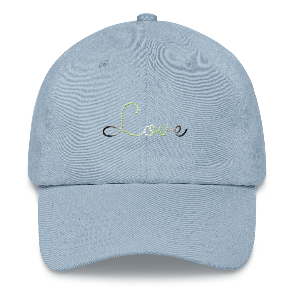 Agender Love Script Hat: Elegantly Embroidered Pride Cap