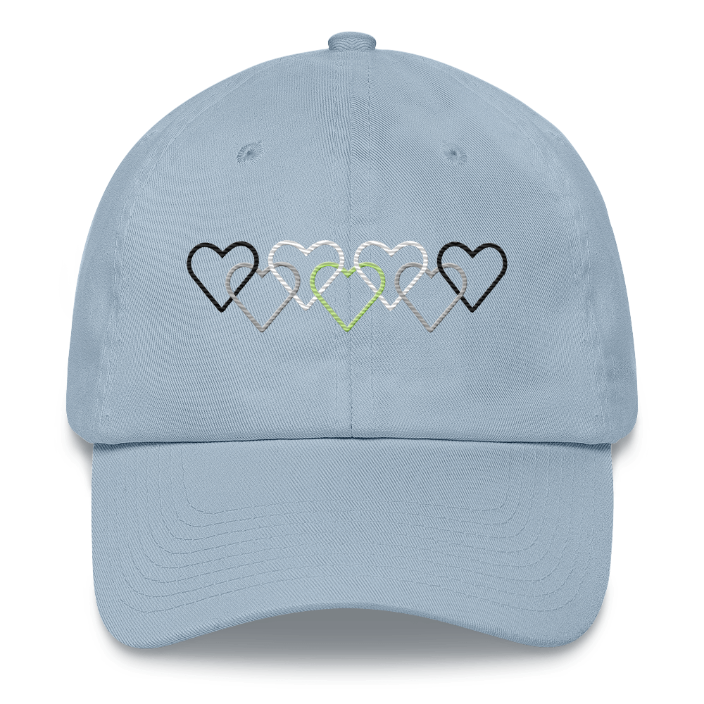 Agender Pride Hat: Interlaced Heart Outlines Embroidered Cap
