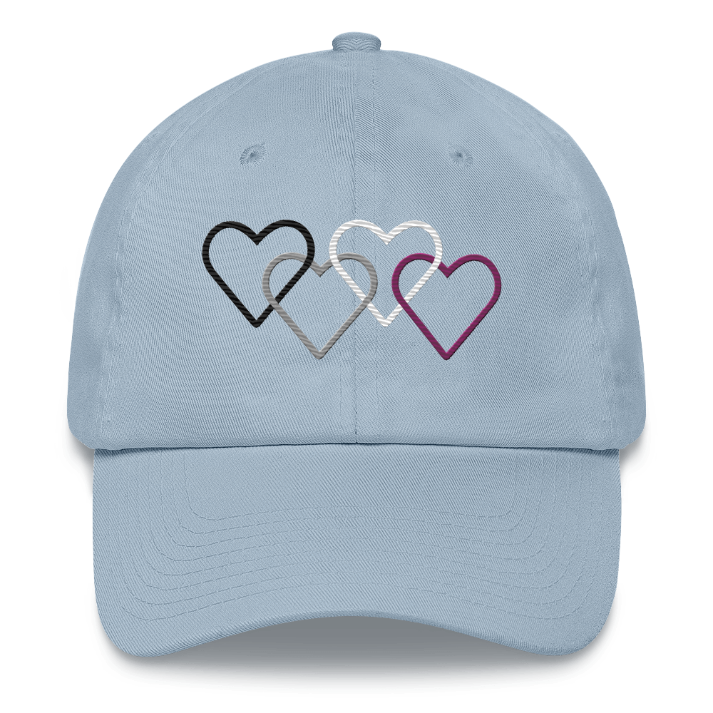 Asexual Pride Hat: Interlaced Heart Outlines Embroidered Cap