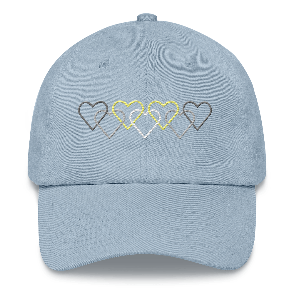 Demigender Pride Hat: Interlaced Heart Outlines Embroidered Cap