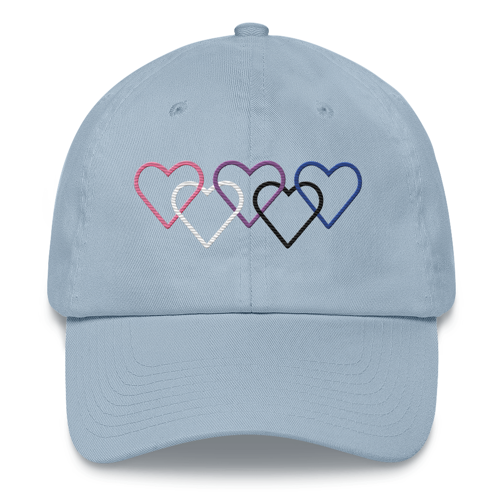 Genderfluid Pride Hat: Interlaced Heart Outlines Embroidered Cap