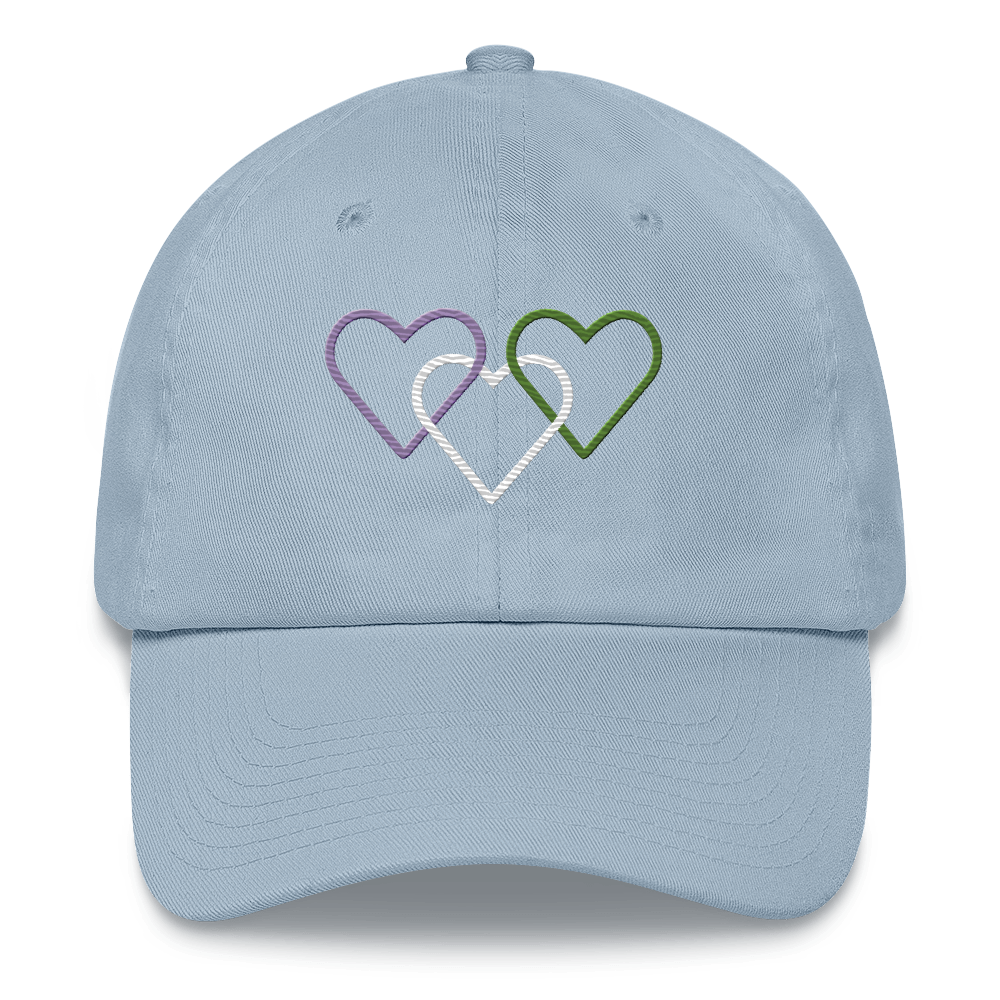 Genderqueer Pride Hat: Interlaced Heart Outlines Embroidered Cap