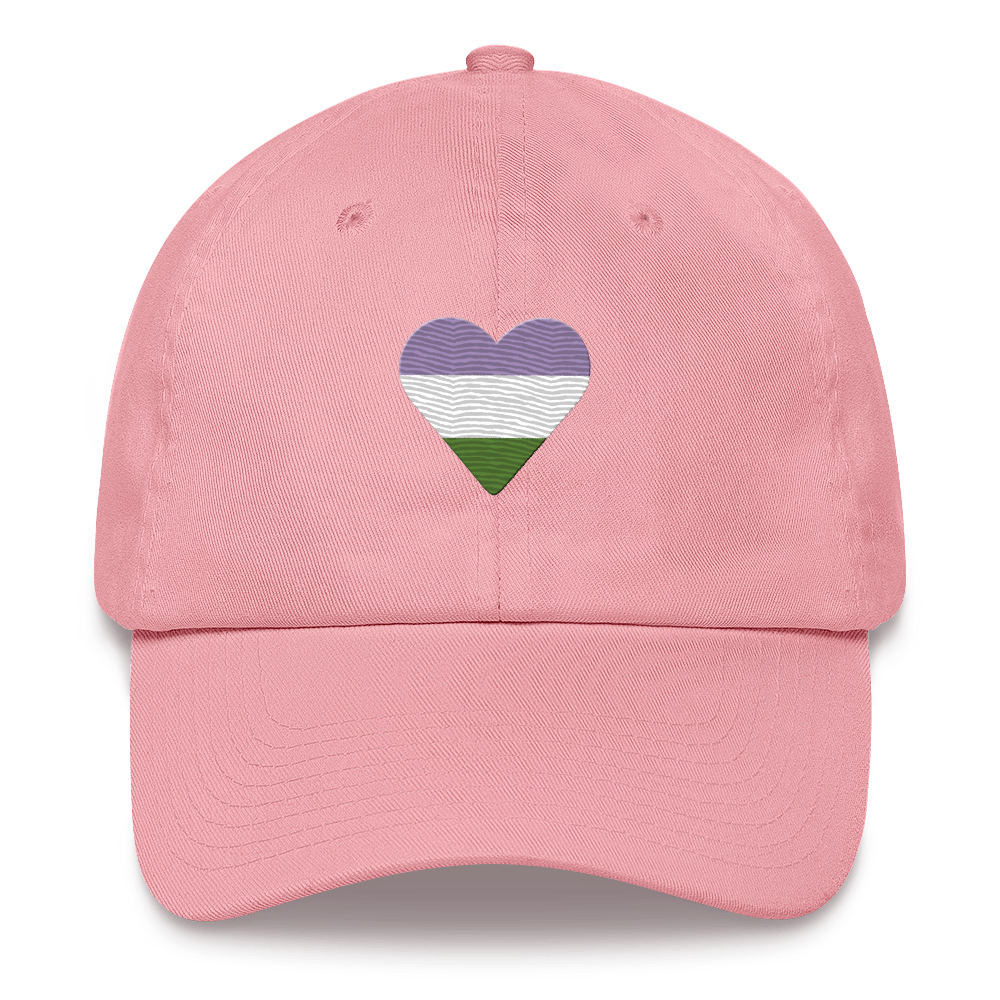 Genderqueer Flag Embroidered Heart Hat: Celebratory LGBTQ+ Pride Design
