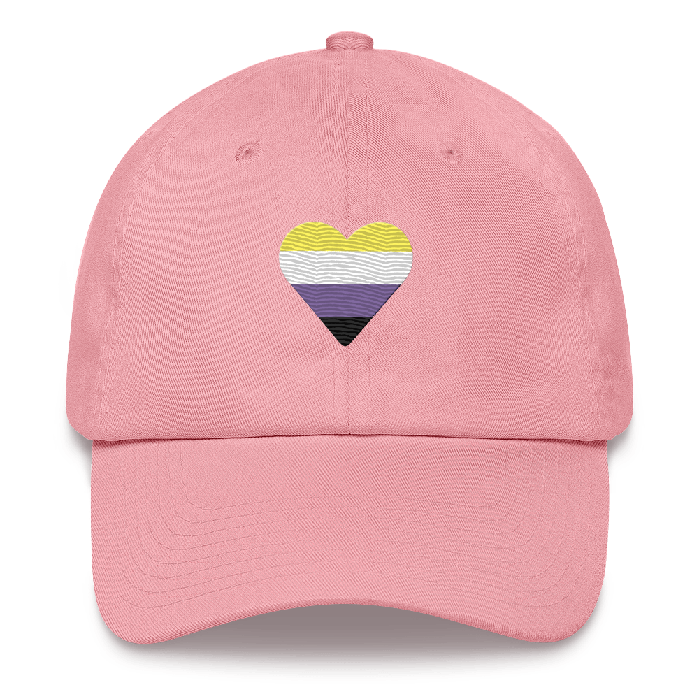 Nonbinary Flag Embroidered Heart Hat: Celebratory LGBTQ+ Pride Design