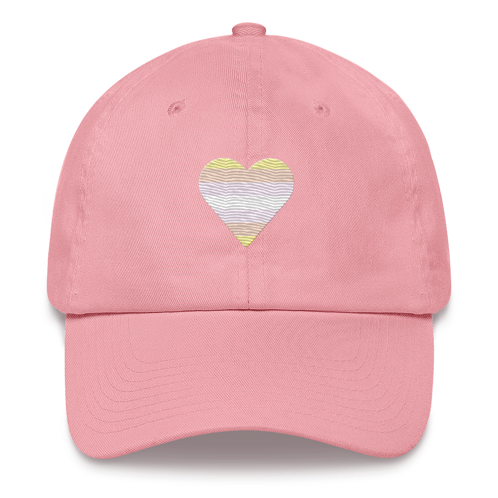 Pangender Flag Embroidered Heart Hat: Celebratory LGBTQ+ Pride Design