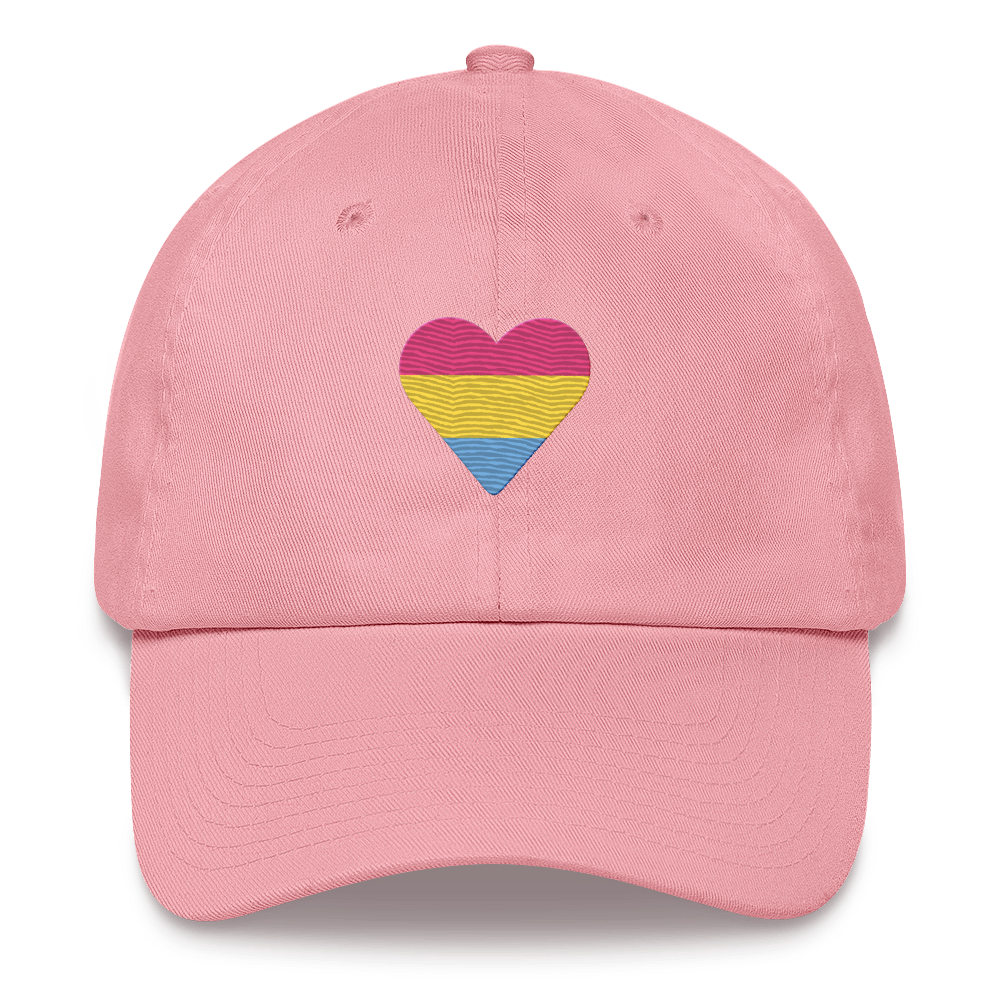Pansexual Flag Embroidered Heart Hat: Celebratory LGBTQ+ Pride Design