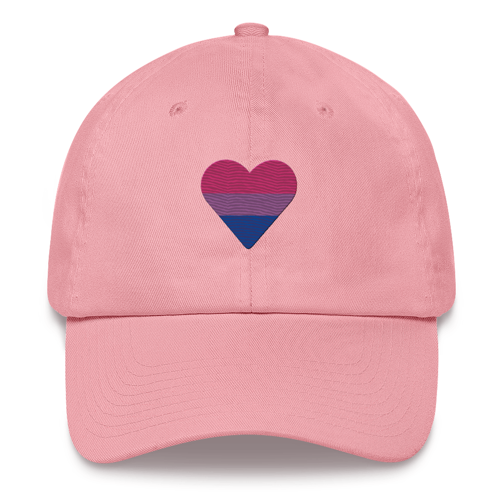 Bisexual Flag Embroidered Heart Hat: Celebratory LGBTQ+ Pride Design