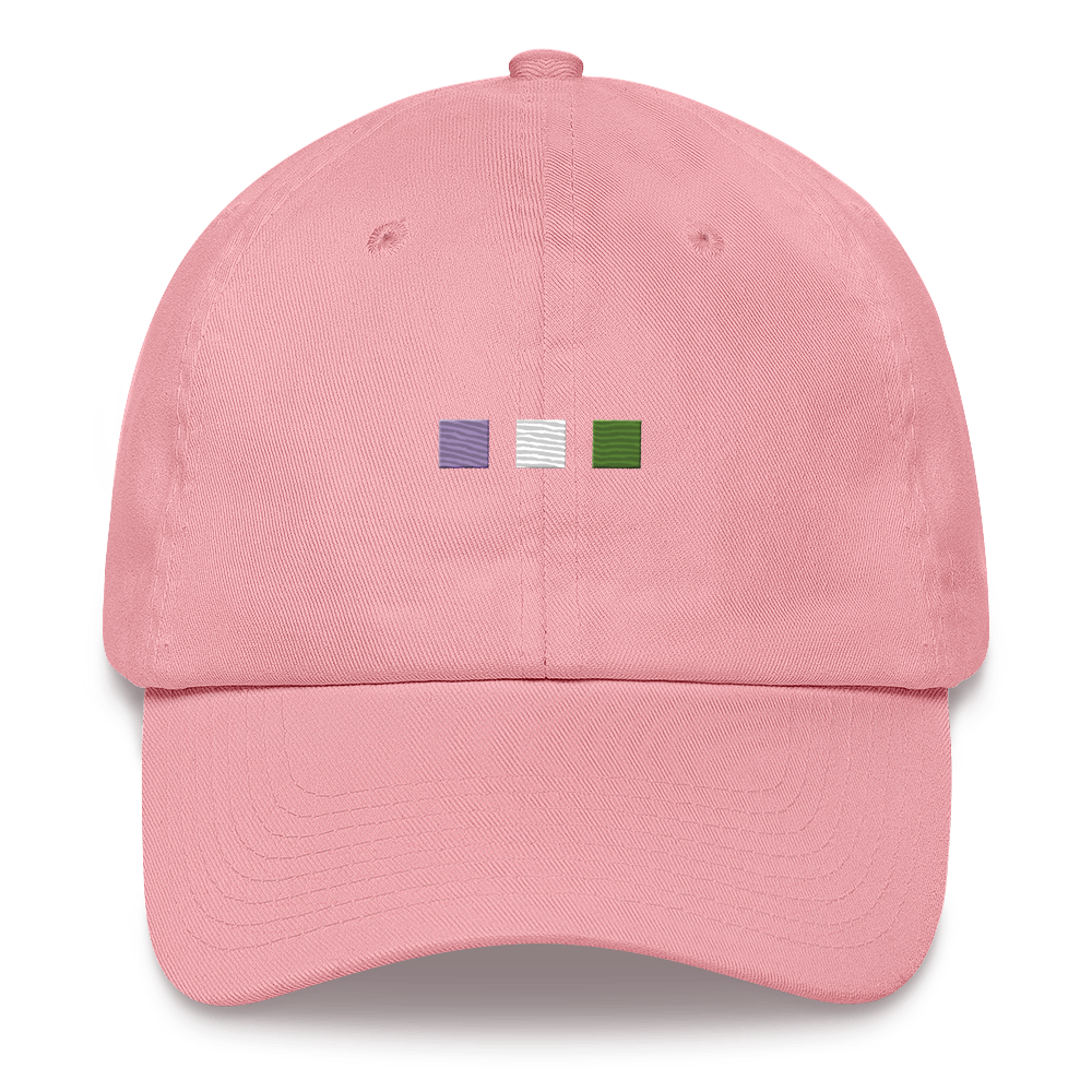 Embroidered Genderqueer Hat: Pride Flag Horizontal Square Design