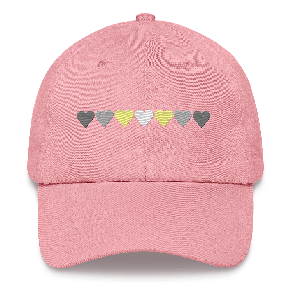 Embroidered Demigender Hat: Pride Flag Horizontal Heart Design