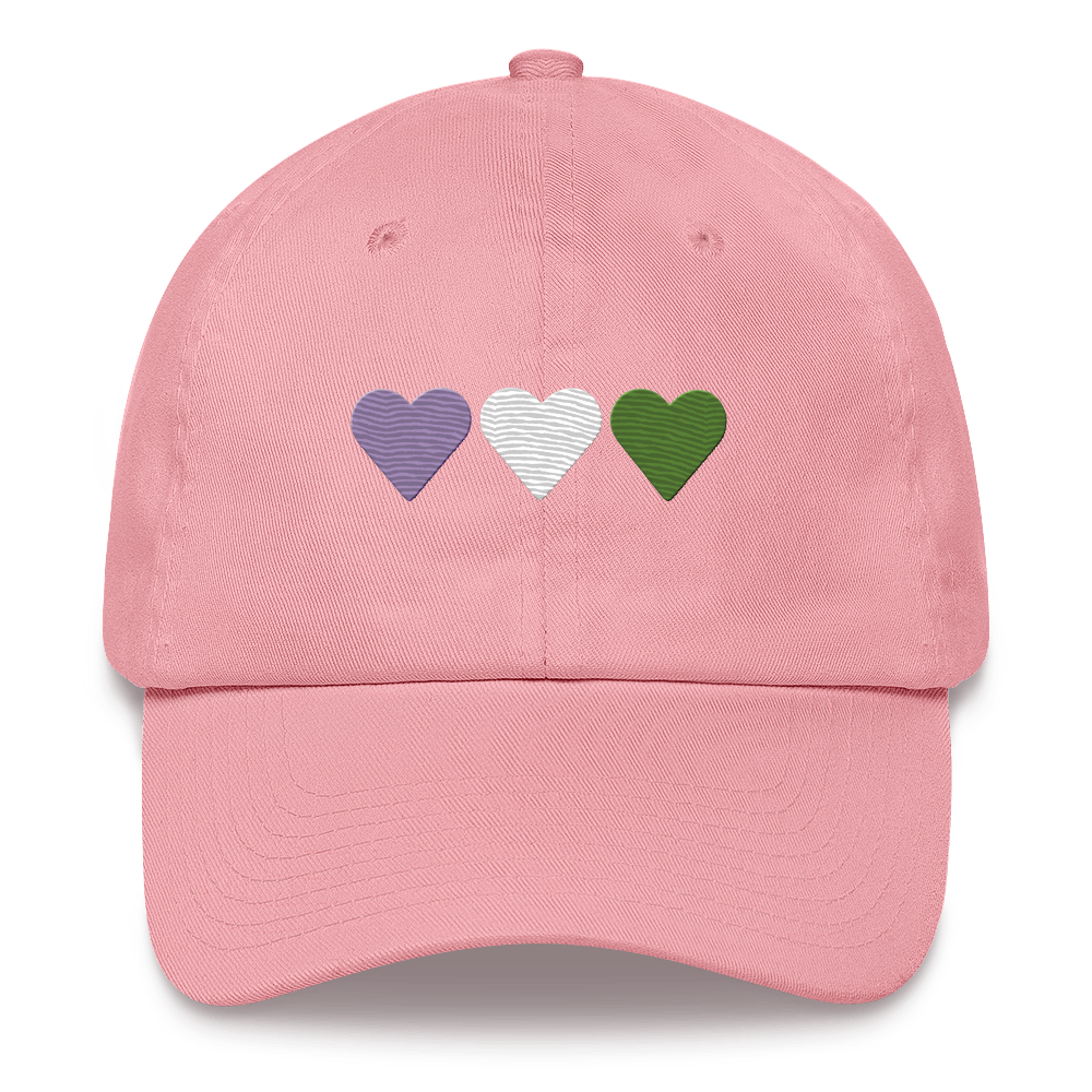 Embroidered Genderqueer Hat: Pride Flag Horizontal Heart Design