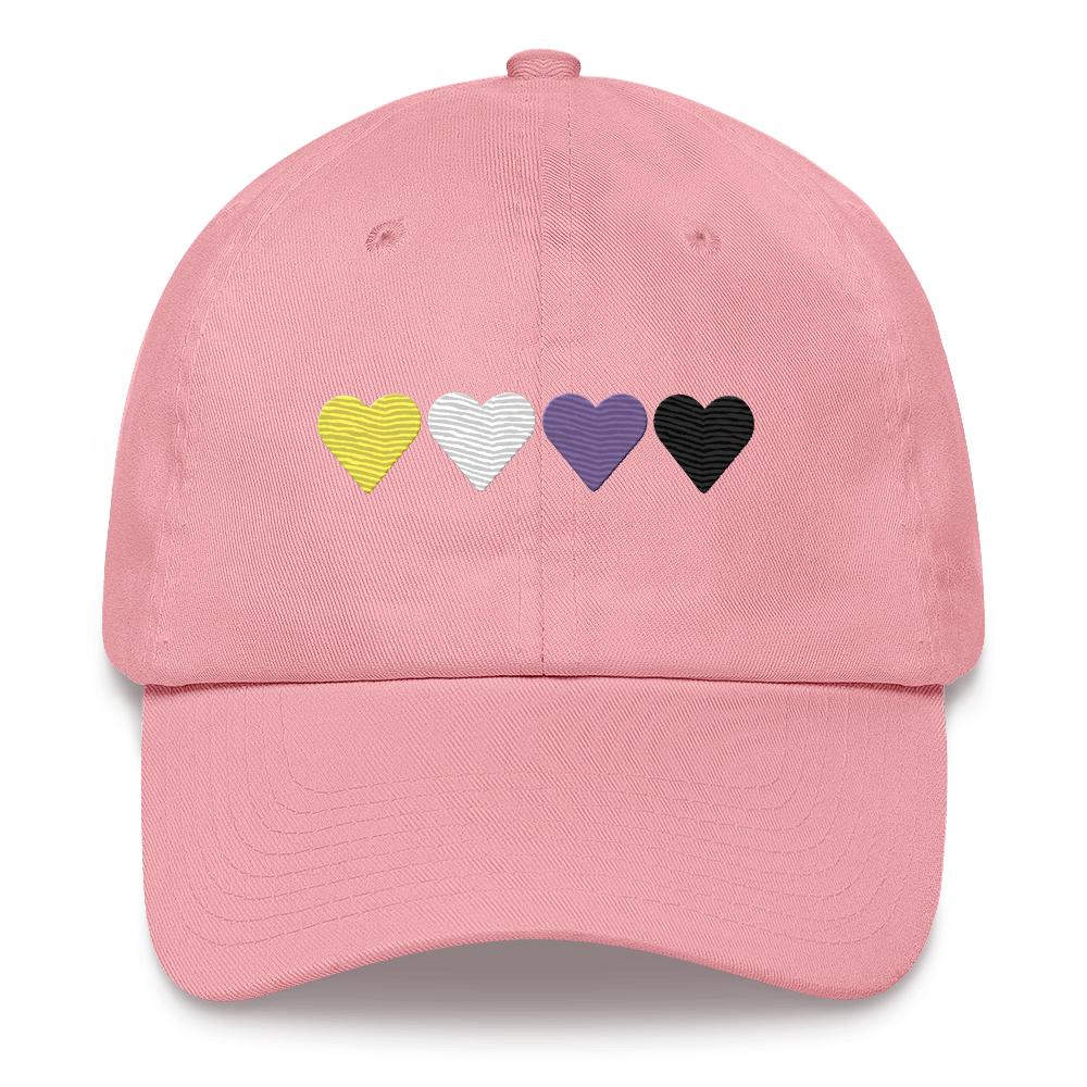 Embroidered Nonbinary Hat: Pride Flag Horizontal Heart Design