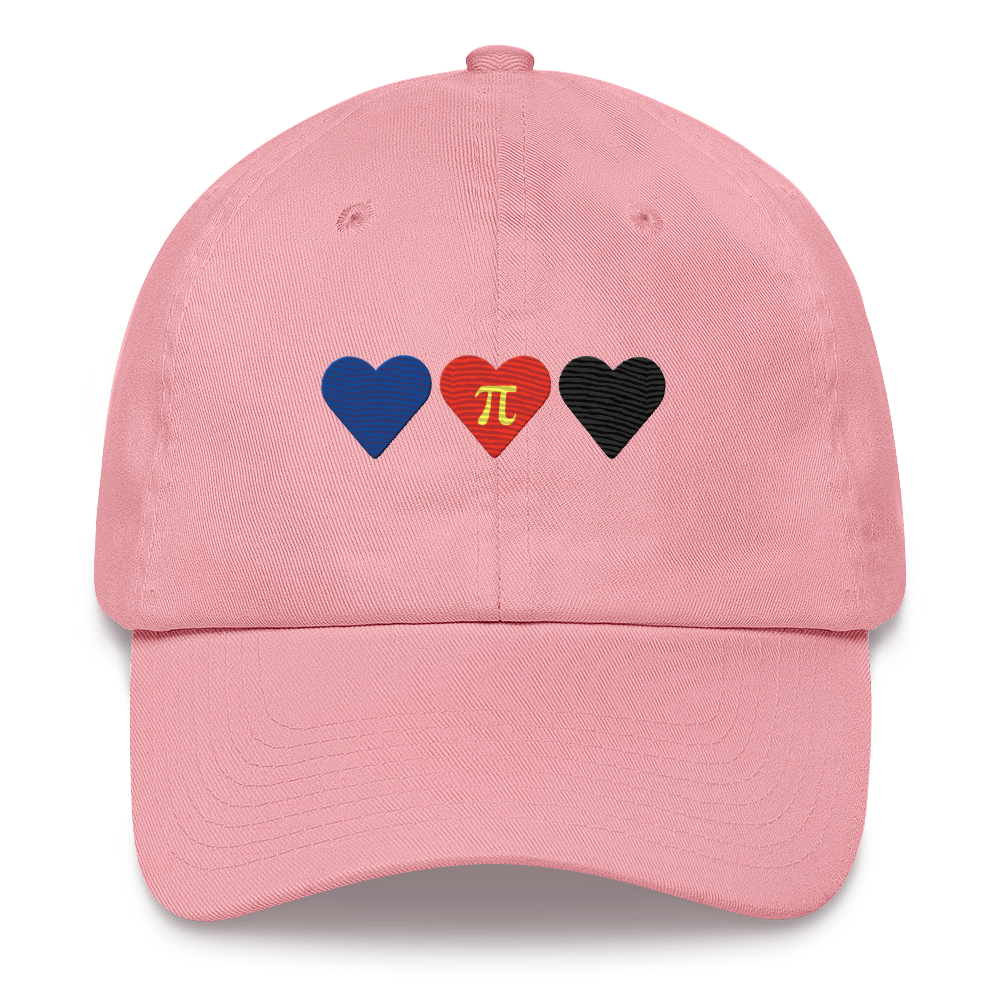 Embroidered Polyamory Hat: Pride Flag Horizontal Heart Design