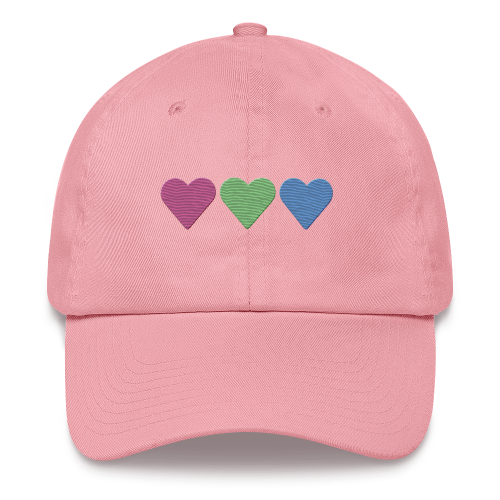 Embroidered Polysexual Hat: Pride Flag Horizontal Heart Design