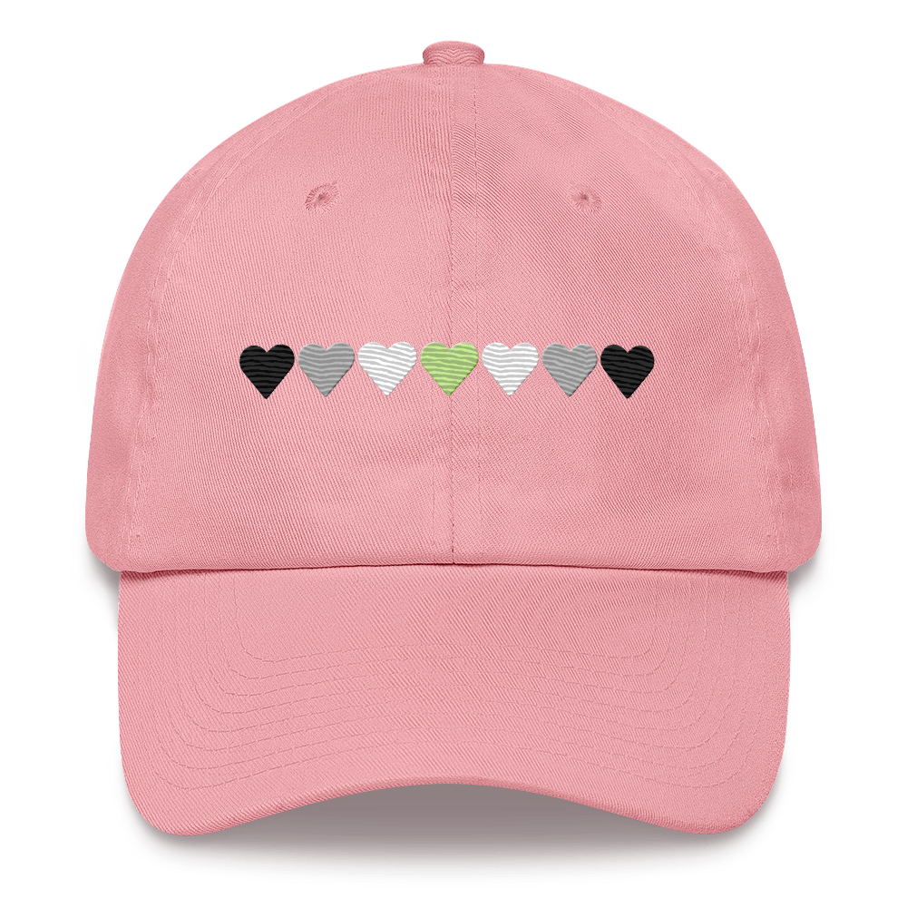 Embroidered Agender Hat: Pride Flag Horizontal Heart Design