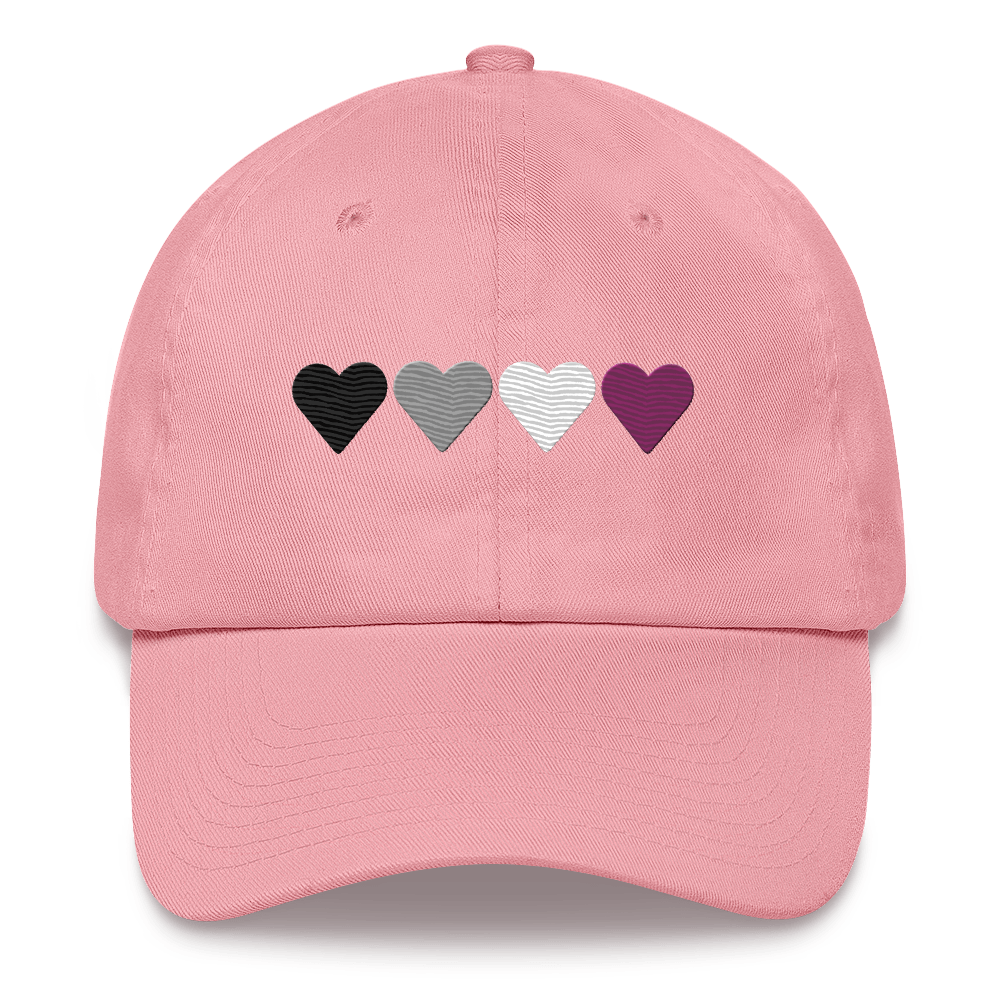Embroidered Asexual Hat: Pride Flag Horizontal Heart Design