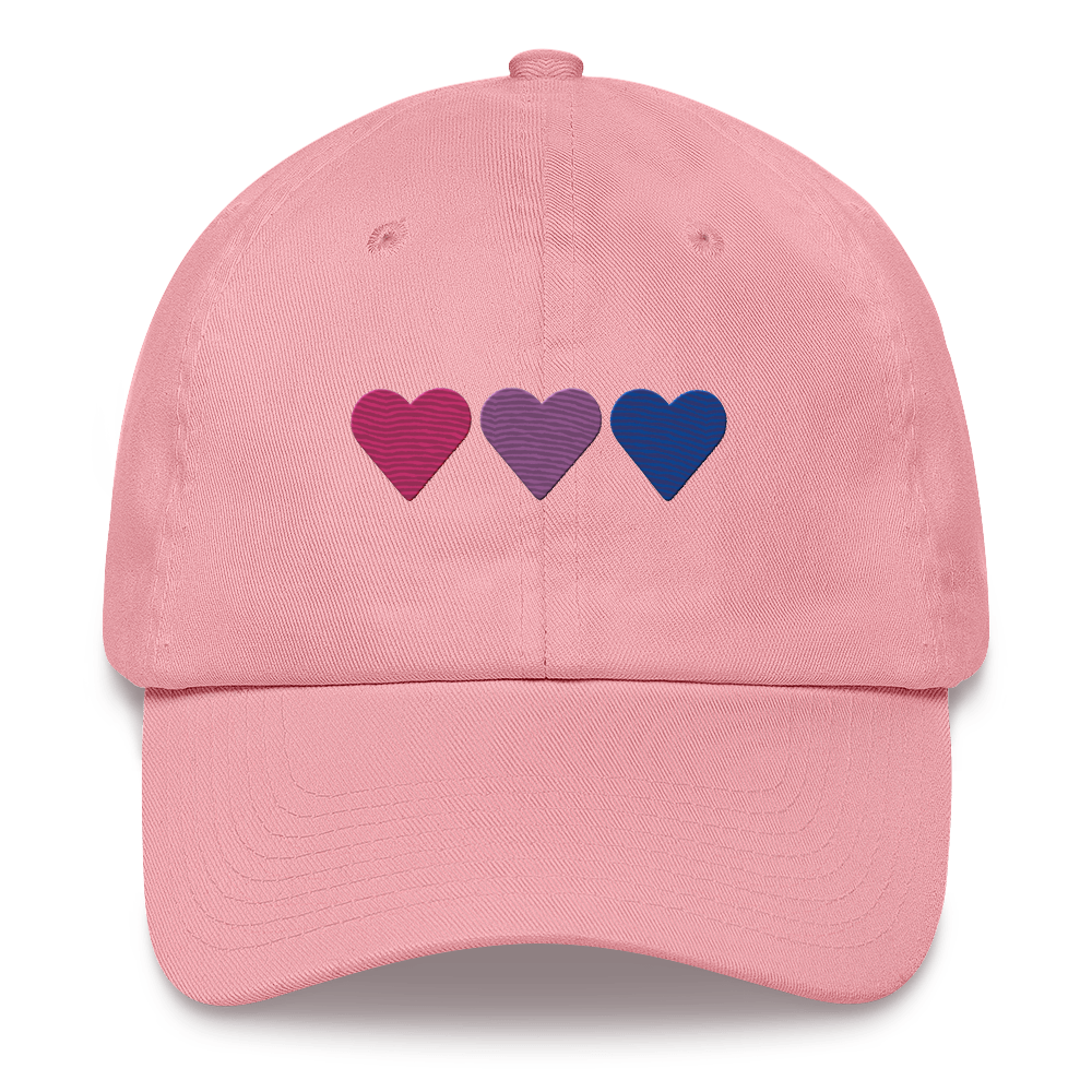 Embroidered Bisexual Hat: Pride Flag Horizontal Heart Design
