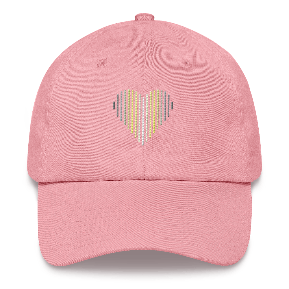 Demigender Heart Lines Hat: Embroidered Pride Gradient Cap