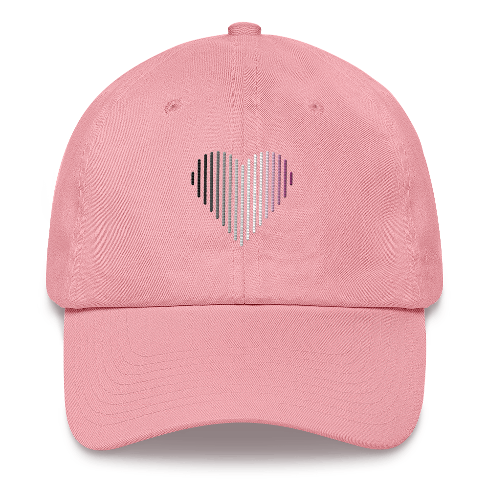 Asexual Heart Lines Hat: Embroidered Pride Gradient Cap