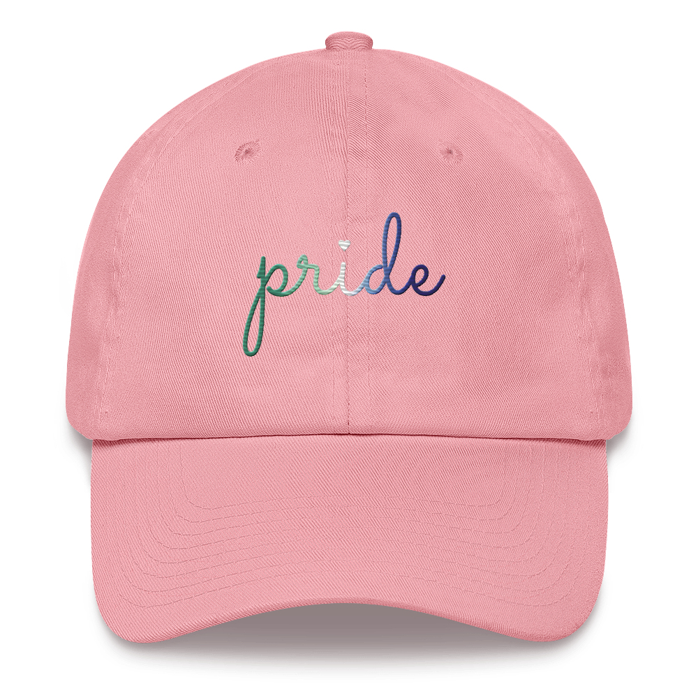 Gay Pride Hat: Cursive 'Pride' in Gradient Colors