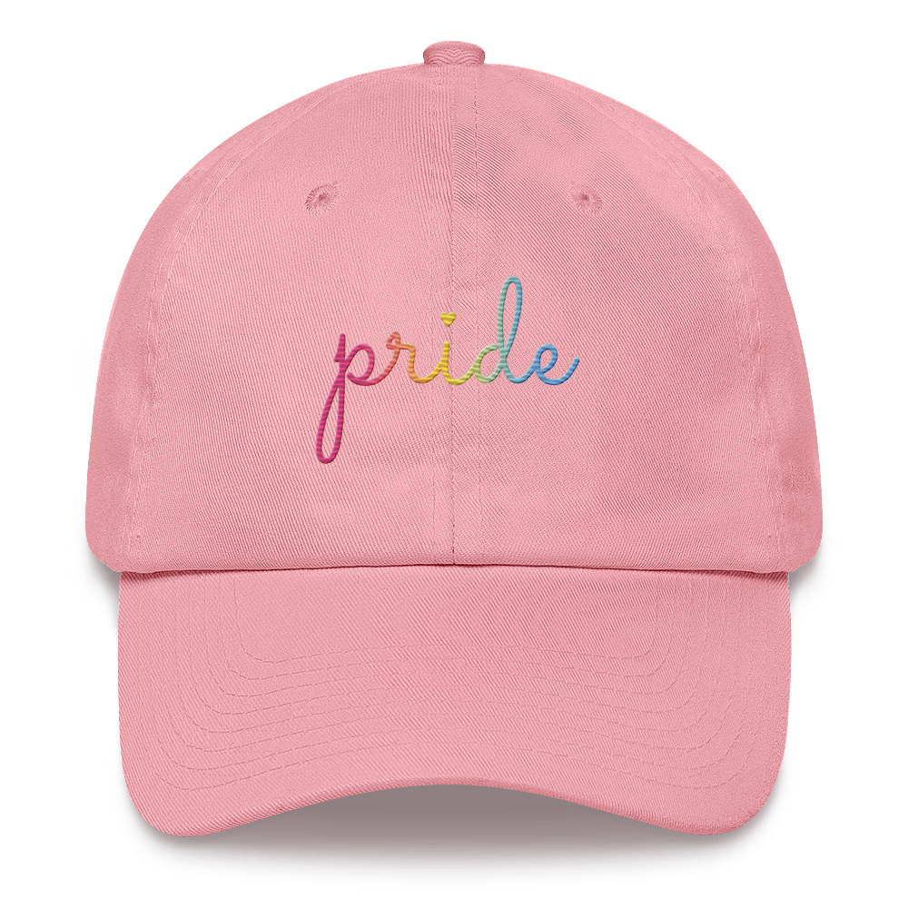 Pansexual Pride Hat: Cursive 'Pride' in Gradient Colors