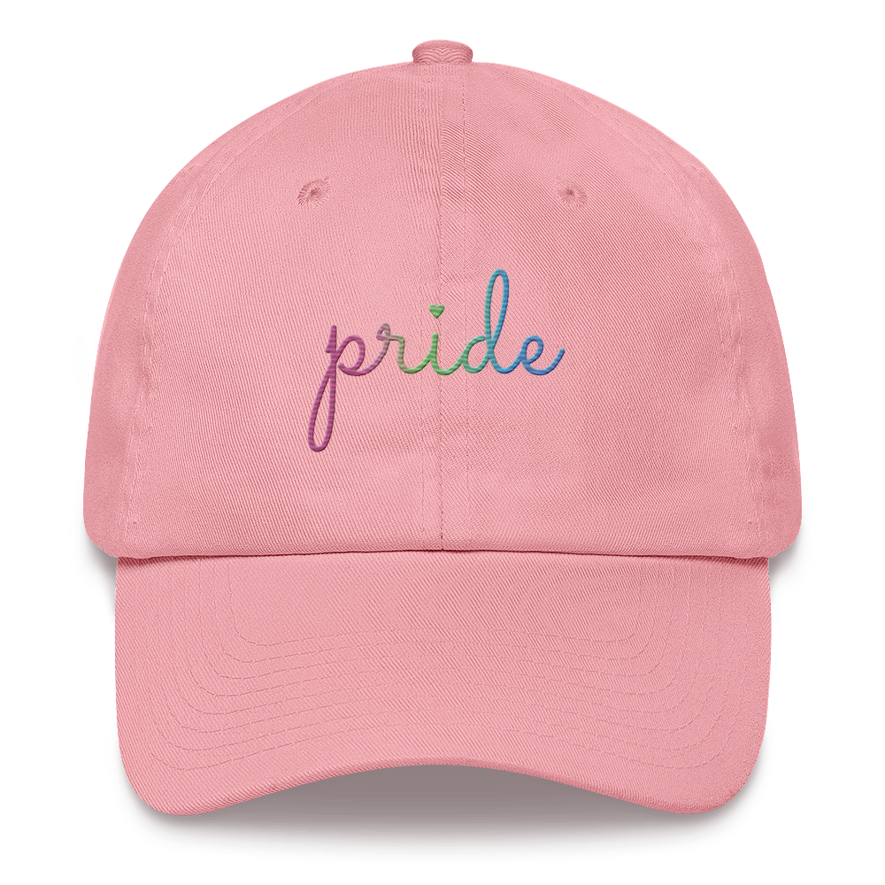 Polysexual Pride Hat: Cursive 'Pride' in Gradient Colors