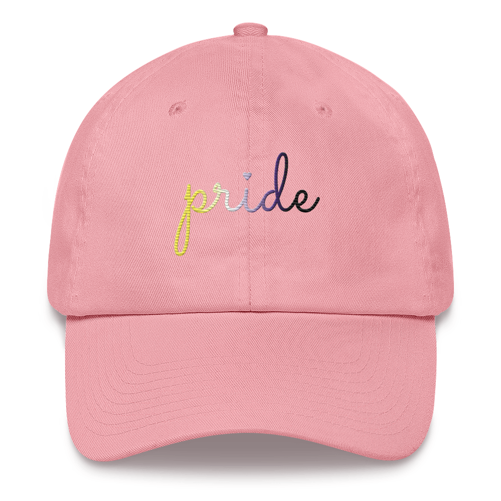 Nonbinary Pride Hat: Cursive 'Pride' in Gradient Colors