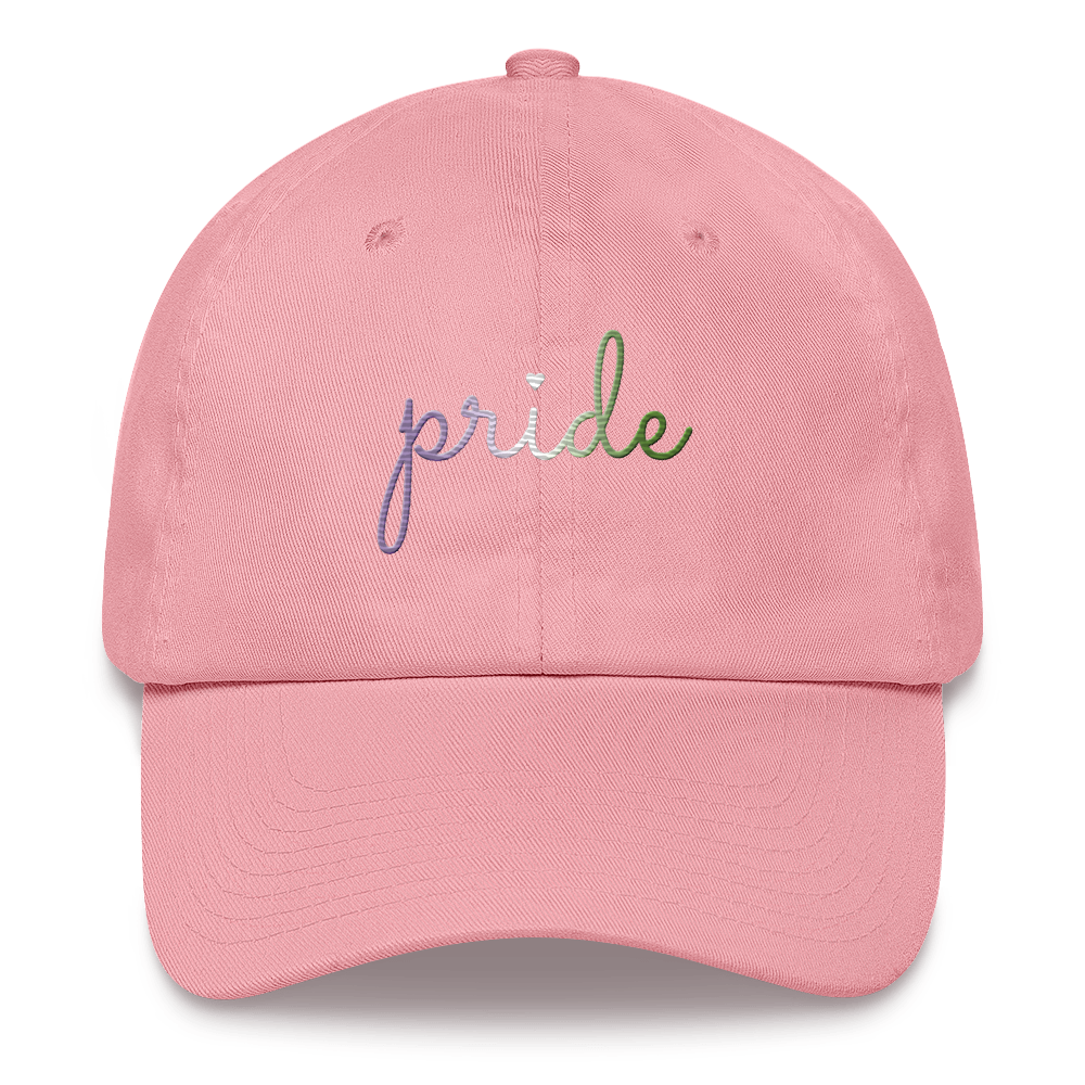 Genderqueer Pride Hat: Cursive 'Pride' in Gradient Colors