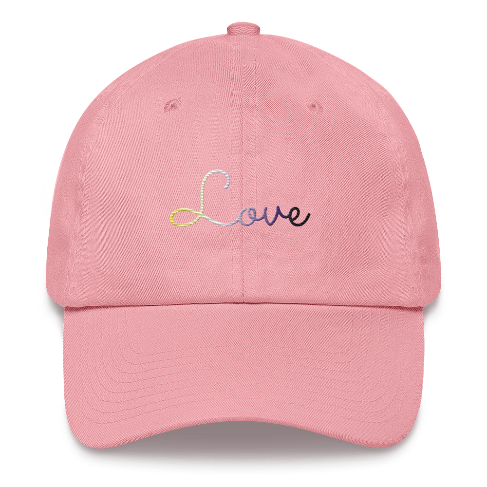 Nonbinary Love Script Hat: Elegantly Embroidered Pride Cap