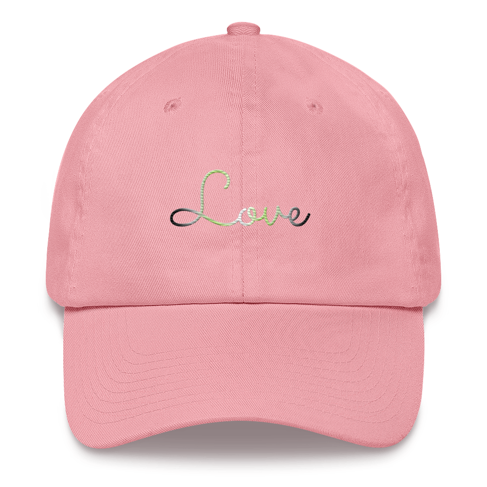 Agender Love Script Hat: Elegantly Embroidered Pride Cap