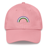Embroidered Genderqueer Rainbow Hat: Pride Flag LGBTQ+ Design