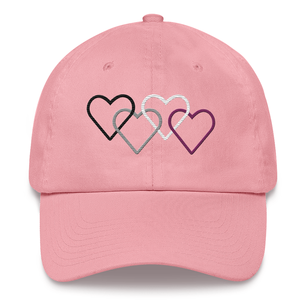 Asexual Pride Hat: Interlaced Heart Outlines Embroidered Cap