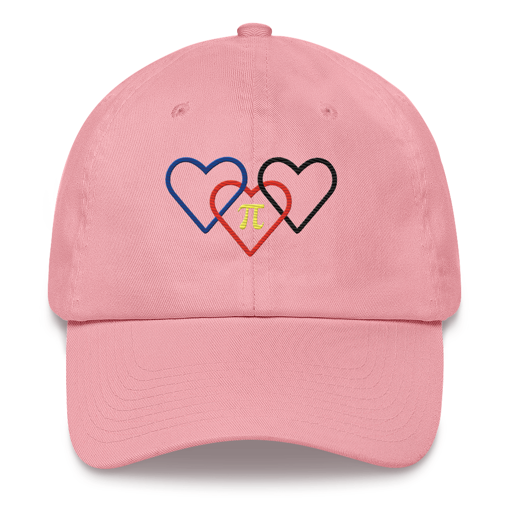 Polyamory Pride Hat: Interlaced Heart Outlines Embroidered Cap