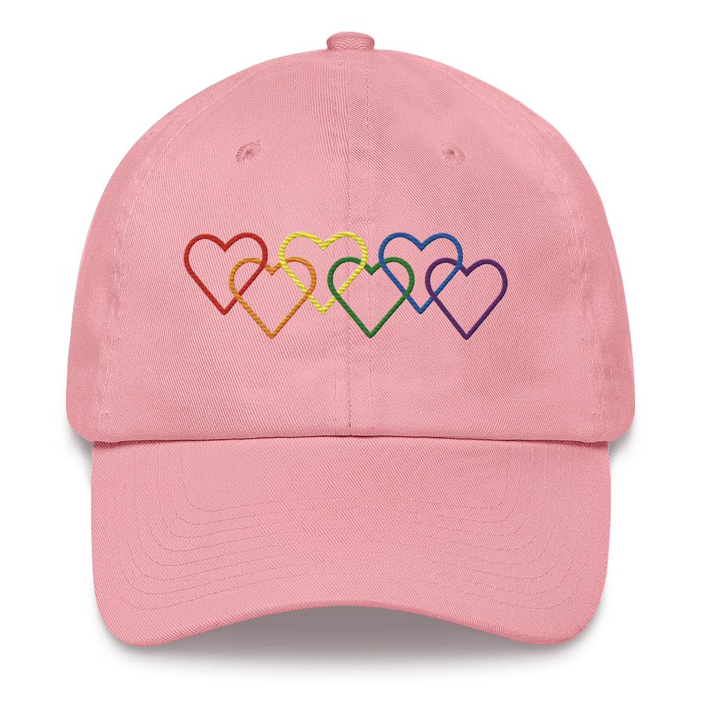 Pride Hat: Interlaced Heart Outlines Embroidered Cap
