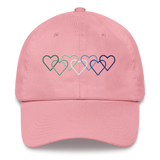 Gay Pride Hat: Interlaced Heart Outlines Embroidered Cap