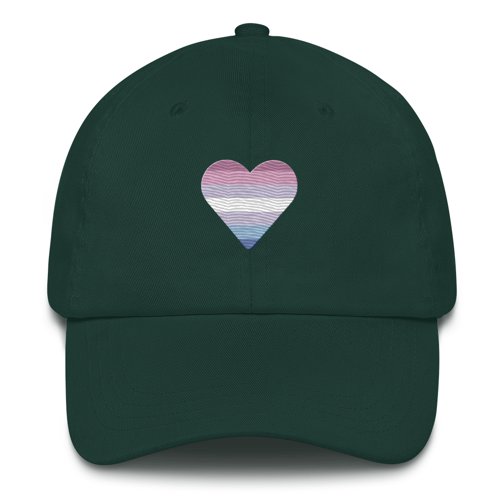 Bigender Flag Embroidered Heart Hat: Celebratory LGBTQ+ Pride Design