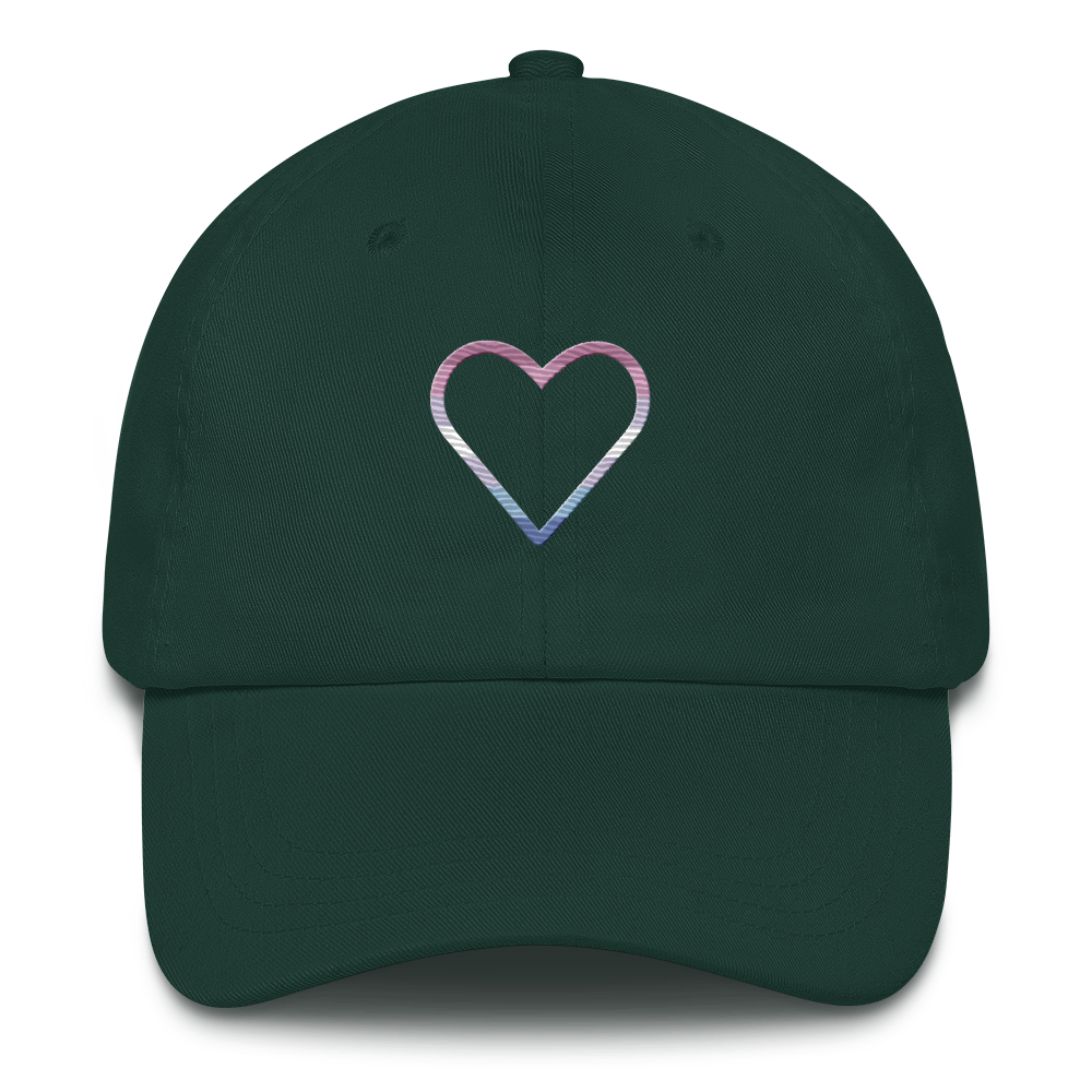 Bigender Heart Hat: Embroidered Pride Cap
