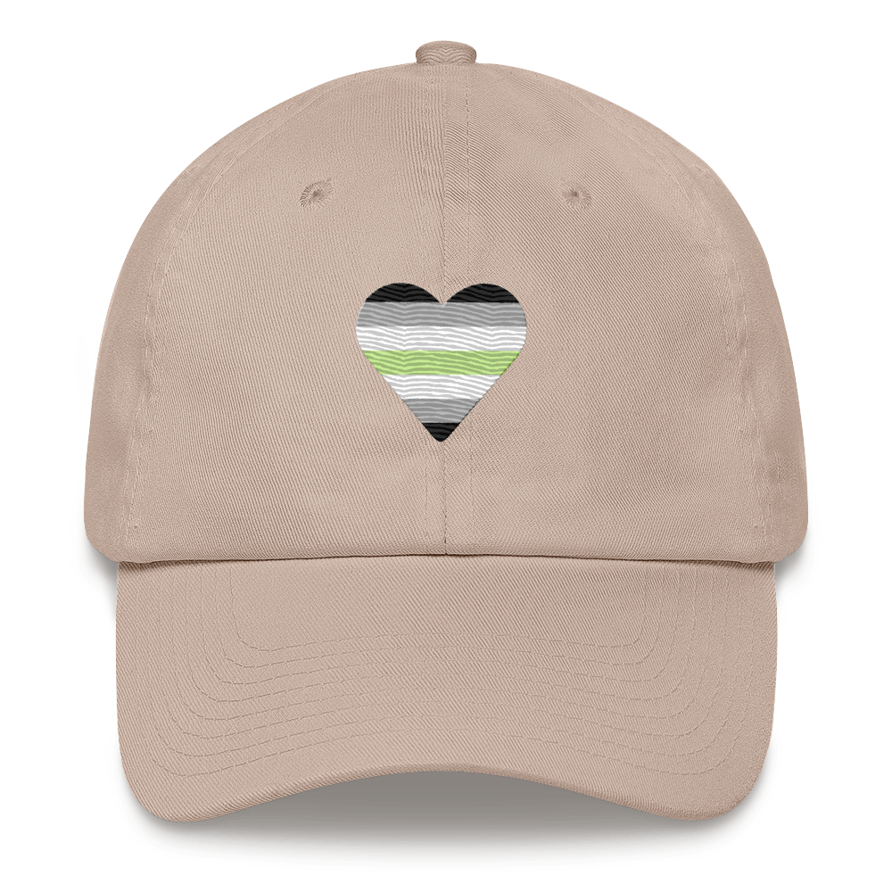 Agender Flag Embroidered Heart Hat: Celebratory LGBTQ+ Pride Design