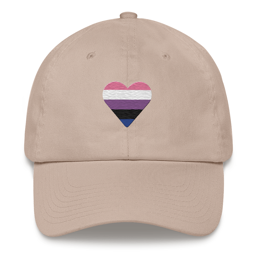 Genderfluid Flag Embroidered Heart Hat: Celebratory LGBTQ+ Pride Design