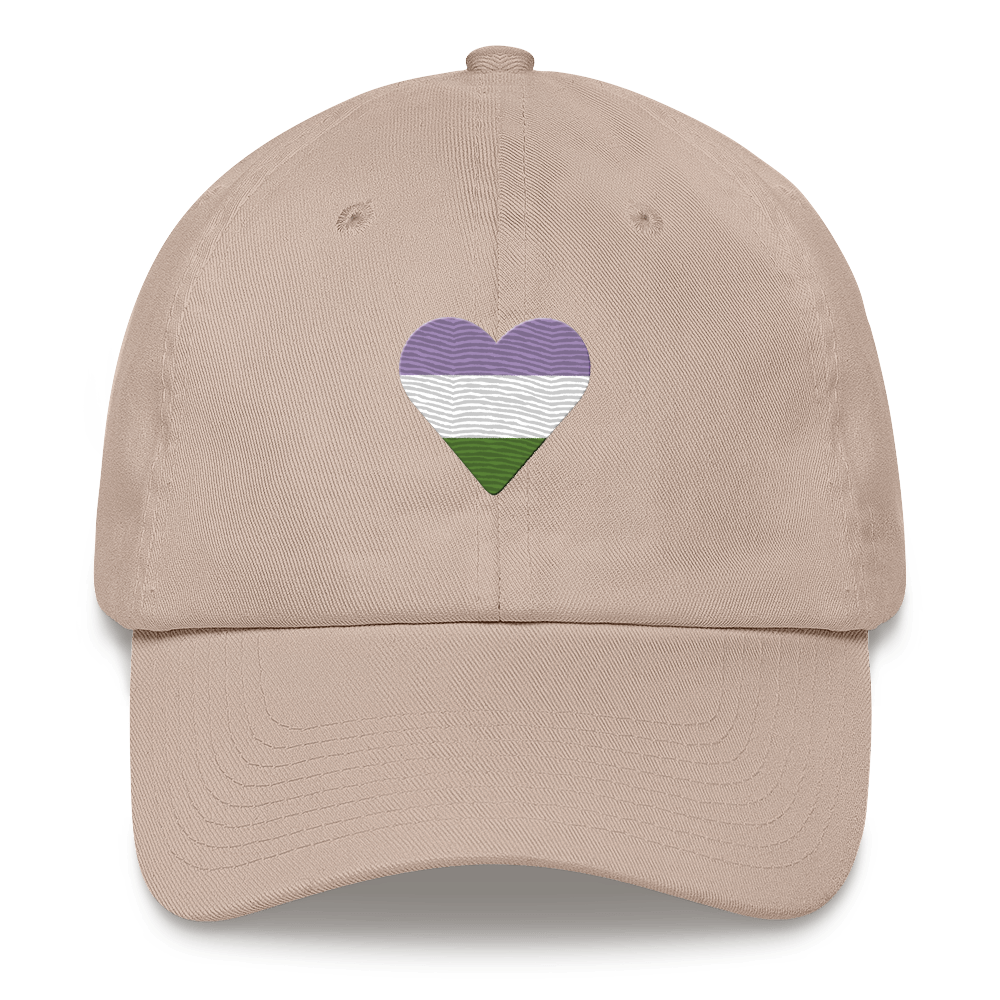 Genderqueer Flag Embroidered Heart Hat: Celebratory LGBTQ+ Pride Design