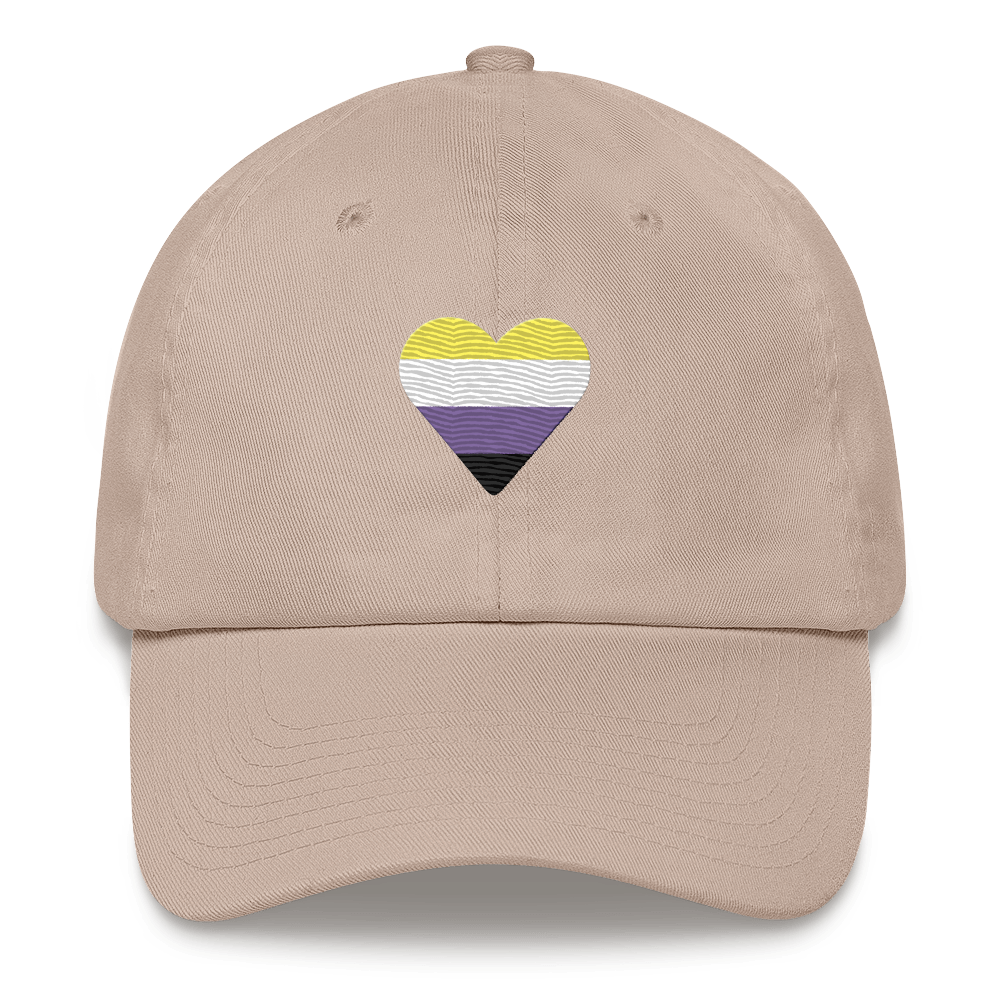 Nonbinary Flag Embroidered Heart Hat: Celebratory LGBTQ+ Pride Design
