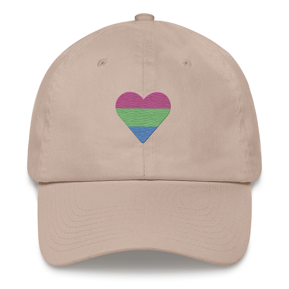 Polysexual Flag Embroidered Heart Hat: Celebratory LGBTQ+ Pride Design