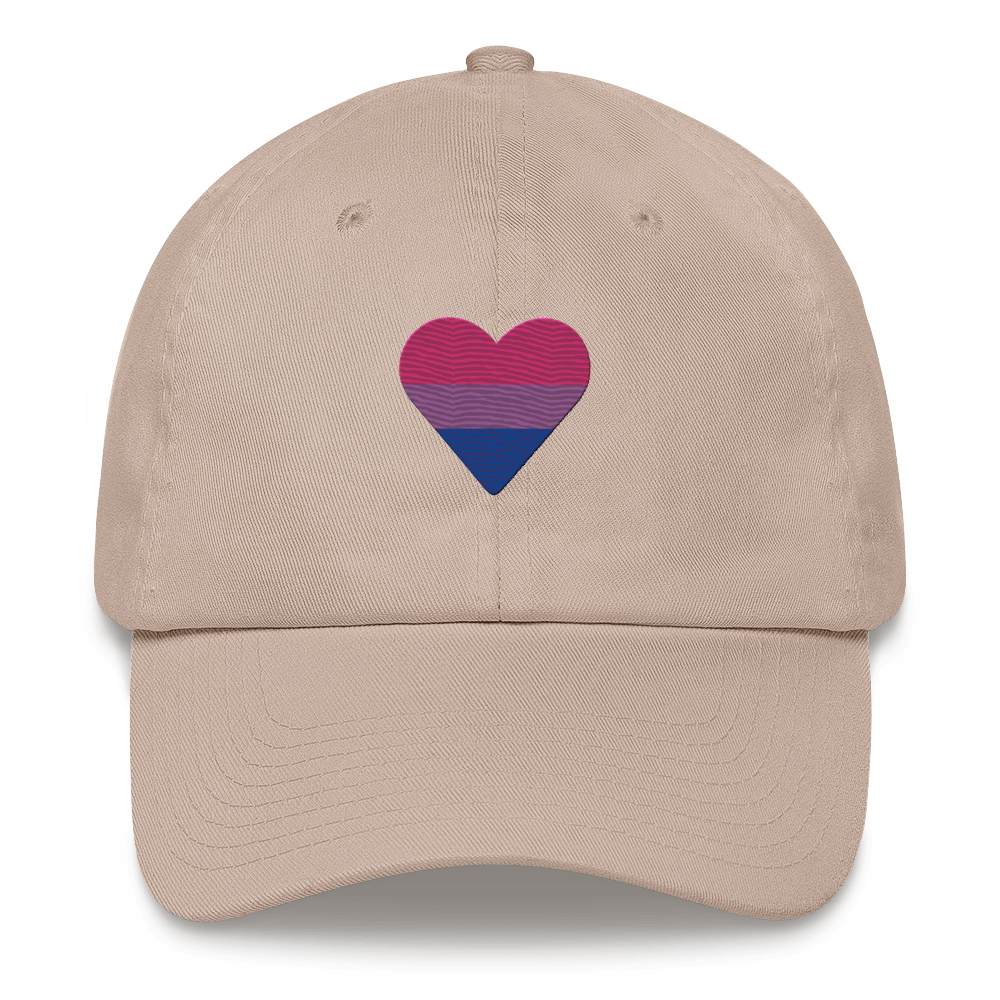 Bisexual Flag Embroidered Heart Hat: Celebratory LGBTQ+ Pride Design