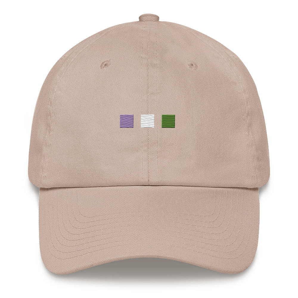 Embroidered Genderqueer Hat: Pride Flag Horizontal Square Design
