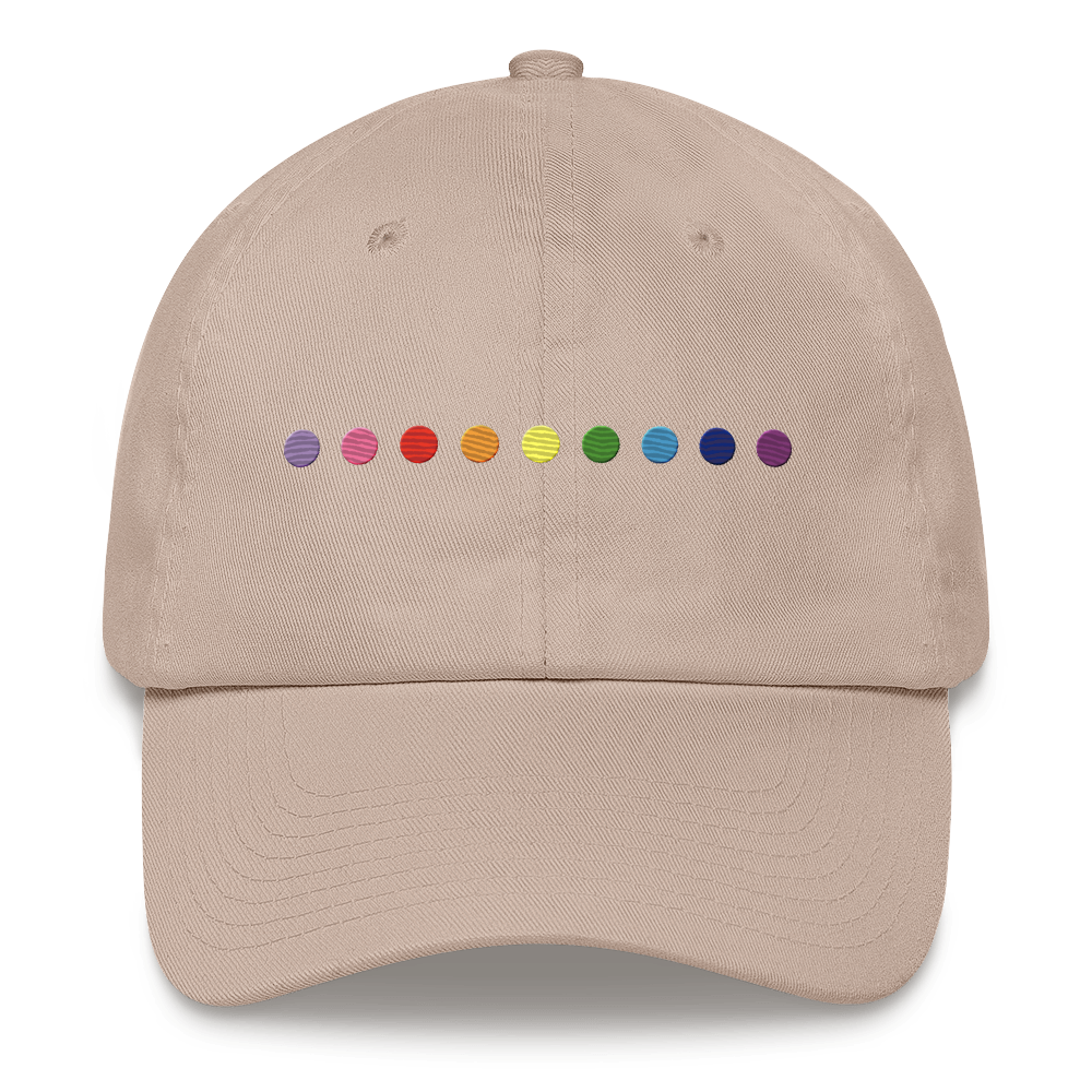 Embroidered Gilbert Baker Pride Hat: Pride Flag Horizontal Circle Design