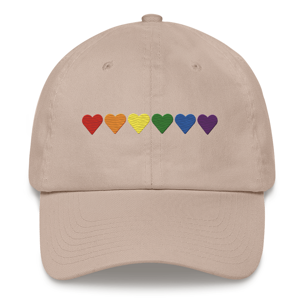 Embroidered Pride Hat: Pride Flag Horizontal Heart Design
