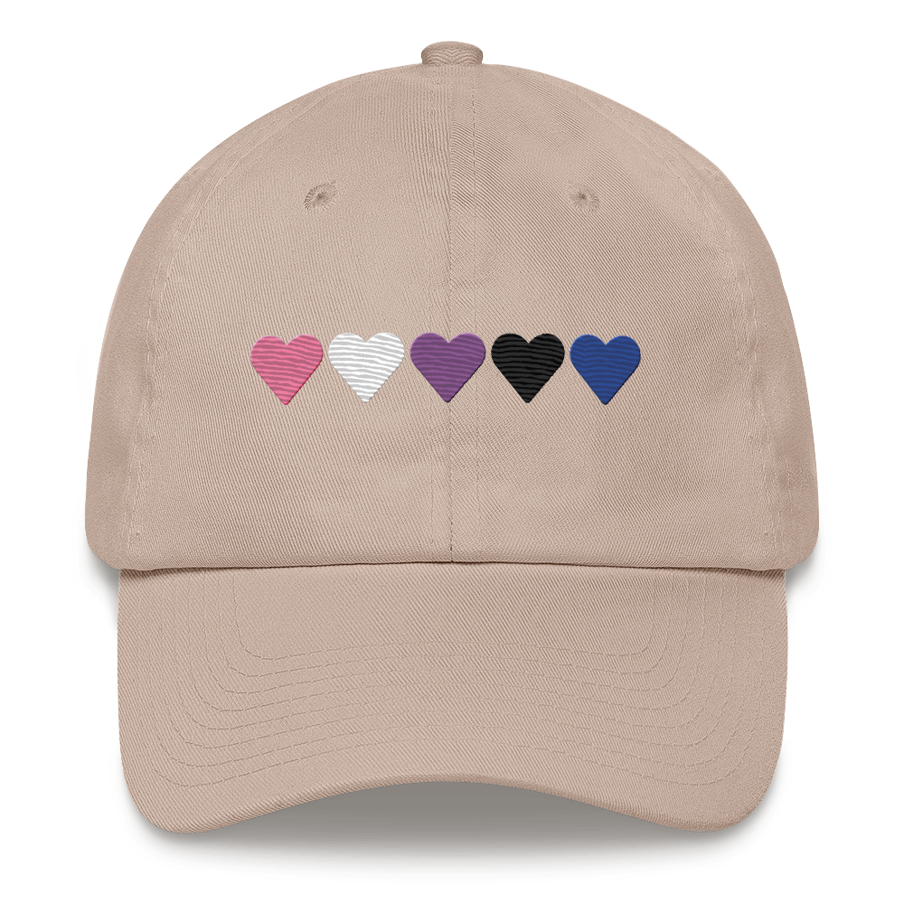 Embroidered Genderfluid Hat: Pride Flag Horizontal Heart Design