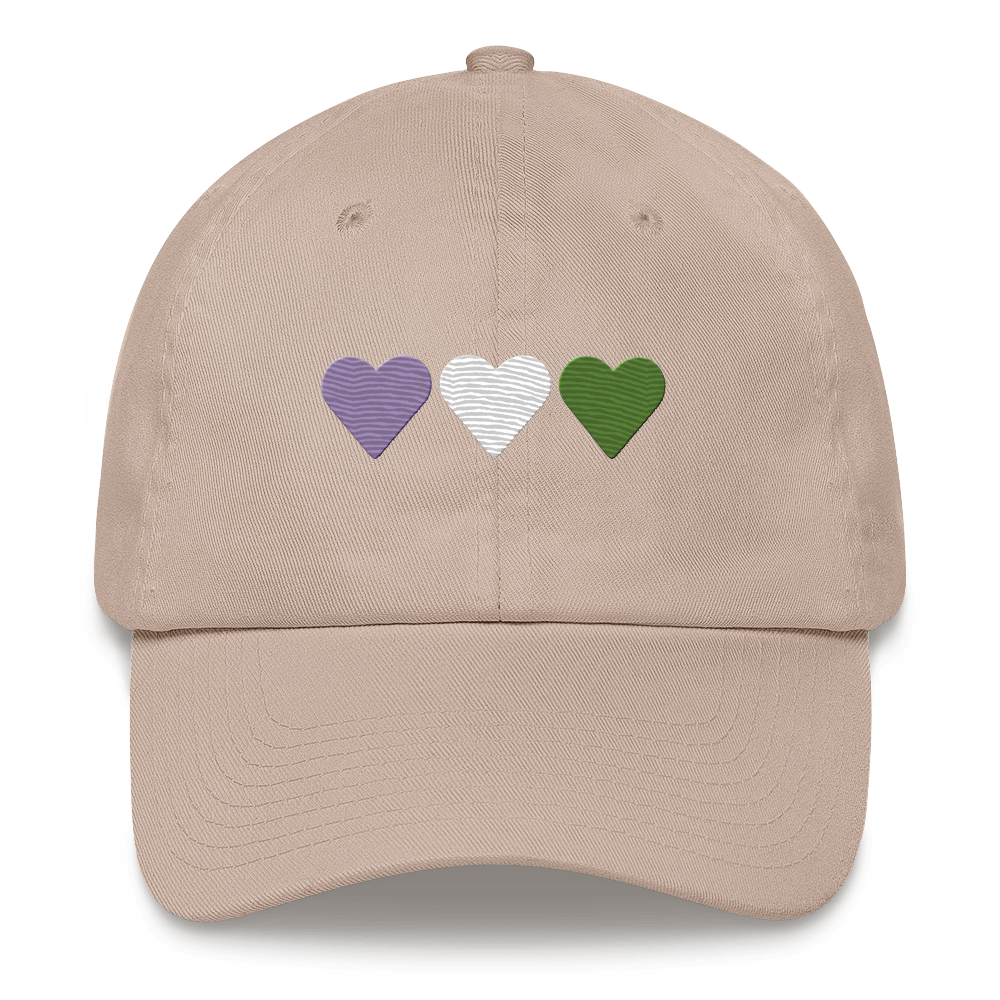 Embroidered Genderqueer Hat: Pride Flag Horizontal Heart Design